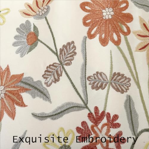 Embroidered Throw Pillow Covers 18x18 Pack of 2 Orange Floral - color: Orange Flowers