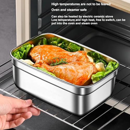 304 Stainless Steel Food Storage Container with Lid, Leak Proof Airtight Lunch Box, Reusable Lunch Box Containers Food Storage Box for Kitchen Freezer (1100ML) - color: 1100ML