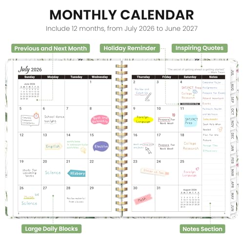 ZOTIA Planner 2026-2027 Weekly & Monthly Calendar Planner Jul 2026-Jun 2027 - color: D-Spring Flowers, size: 8.5" x 11"