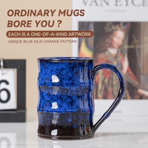Deep Cobalt Ceramic Mug, 22oz Reactive Glaze Coffee Mug, Office Gift - color: 22oz - Deep Cobalt · FOCUS