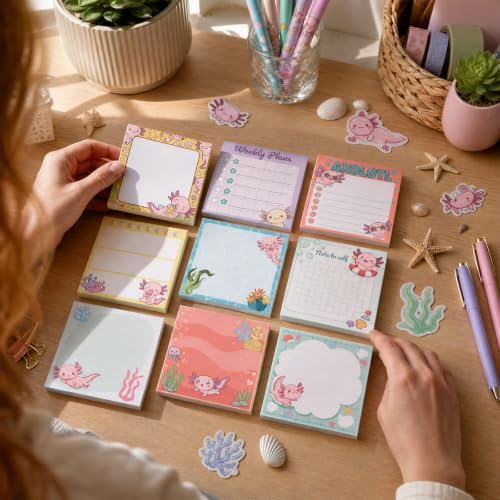 Axolotl School Supplies Gifts Sticky Notes - style: Axolotl