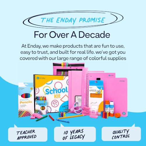 Enday Back to School Supplies for Kids, School Supply Grades K-5 - color: Pink, size: 1 Kit