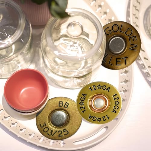 Coasters for Drinks with Holder Set of 6, Shotgun Shell Ceramic Coaster Absorbent for Office Desk Table Coasters Kitchen Decor House Warming Gifts for New Home Couples, Round 4" - color: Shotgun Shell