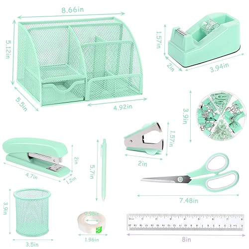 Scindaly Office Desk Accessories 12-Piece & Desk Organizers and Accessories - color: Green