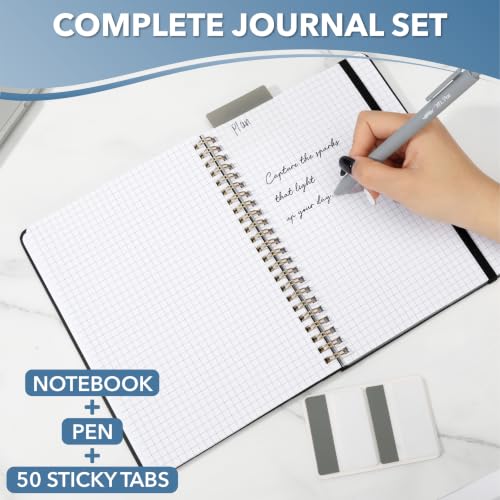Mr. Pen- Graph Grid Spiral Journal Notebook, A5 (5.7" x 7.9"), 160 Pages - color: Black