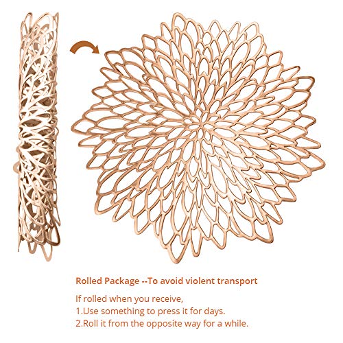 Rose Gold Round Placemats for Dinner Table Set of 6 - color: A1/Rose Gold