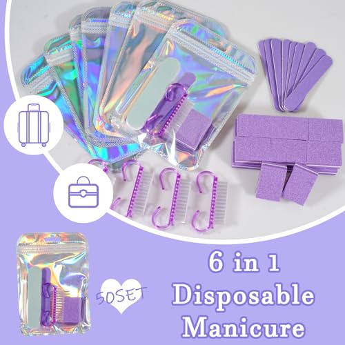 50 Set Disposable Manicure Kit Set, Press On Nail Tool Kit (Purple-50pcs) - color: Purple-50pcs