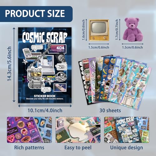 Cute Sticker Book 30 Sheets 750+ Pcs Y2K Vintage Aesthetics Stickers - color: Heavy Metal Style