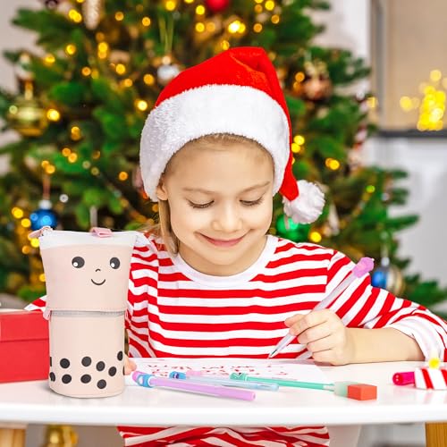 Cute Boba Pencil Case Set for Girls - Back to School Supplies Kit with Pop Up Pencil Pouch, Pens, Stickers & Eraser, Kawaii Stationery Set for Students, Classroom, & Journaling (Pink Bubble Tea) - style: Bubble Tea Stationary (Pink)