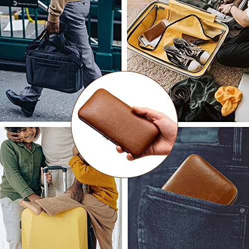 FAMILIFE Manicure Set, Professional Nail Kit Nail Clipper Set, 12PCS Stainless Steel Manicure Kit, with Brown Leather Travel Case Luxury Gifts for Him - color: Light-brown