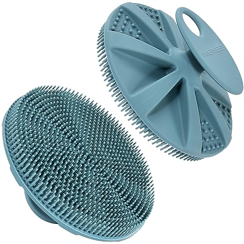 INNERNEED Food-Grade Soft Silicone Body Scrubber Shower Brush, Dark Green - color: Dark Green