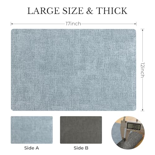 Romanstile Vinyl Placemats Set of 6, Reversible Faux Leather Wipeable Table Mats - color: Grey-sky Blue, size: PCS4