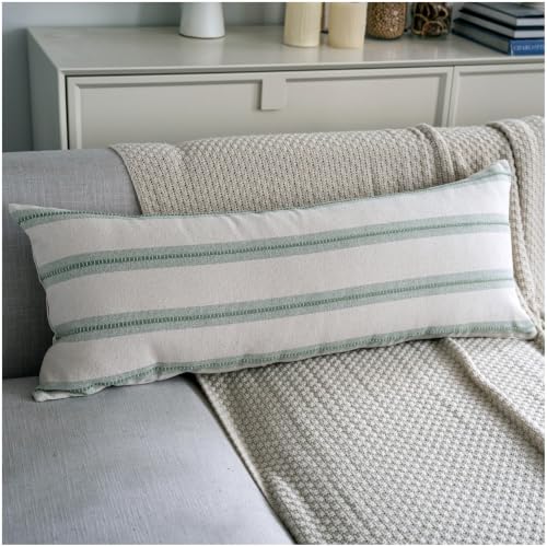 Cethom Boho Lumbar Pillow Covers 14x36 Long, Pack of 1, Sage Green Striped Decorative Body Pillowcase for Couch Bed, Textured Farmhouse Accent Cushion Covers for Living Room Bedroom Sofa Home Decor - color: Sage Green, size: 36" x 14" (Pack of 1)