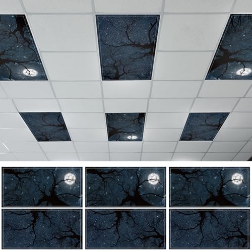 6 Pcs Fluorescent Light Covers with 60 Magnets Decorative for Classroom Ceiling Lights 4 x 2 Feet Magnetic Light Cover Filter Easy Install for Office Hospital Home Ceiling Supplies(Dark Forest) - color: Dark Forest