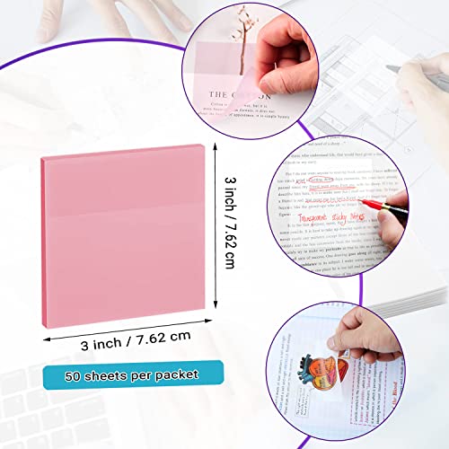 ENLUOM Transparent Sticky Notes - 3 x 3 in Pastel Clear Notes, 200 Sheets - color: Pink Yellow White 200 Sheets