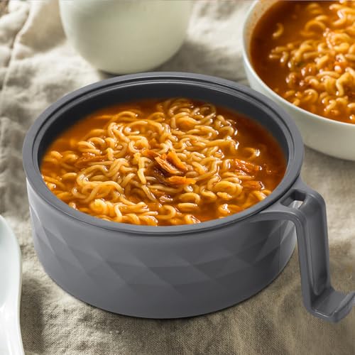 2 Sets 40 oz Microwave Ramen Bowl with Handles, Gray,Black - color: Gray,Black