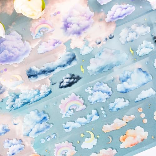 6 Rolls Pre-Cut Cloud PET Tape for Scrapbook Journaling - style: A Cloud