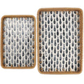 2 Pcs Rattan Mother of Pearl Serving Tray, Wicker Woven Coffee Table Tray - color: Black Fish
