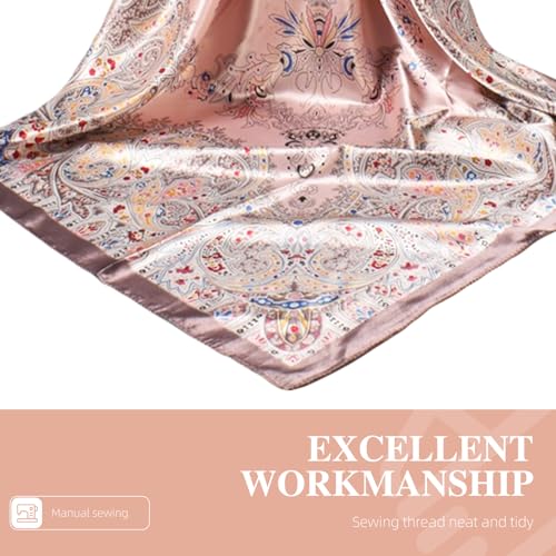 35 Inches Silk Head Scarf-Satin Hair Scarves Silk Bandana Scarf Headscarf for Women's Fashion Scarves - color: Large Floral Cashew Nut - Pink