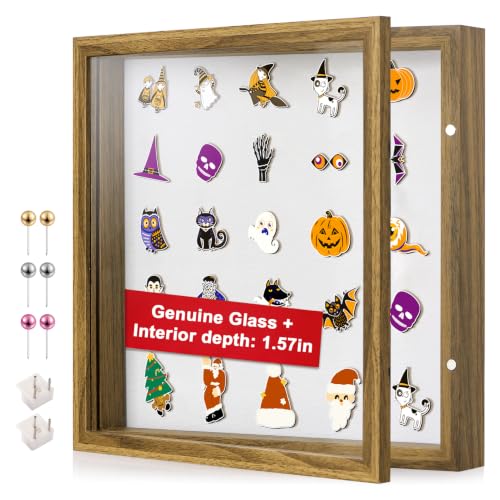 11x11 Brown Deep Shadow Box Picture Frame with HD Clear Glass - color: Brown, size: 11x11