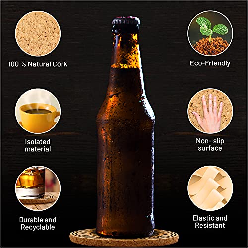 Cork Coasters for Drinks, Absorbent, 14 Piece Set, USA Landmarks
