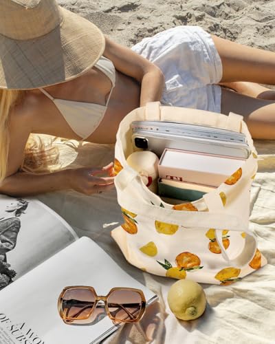 Miss Adola Canvas Tote Bag for Women with Inner Pocket - color: Lemon