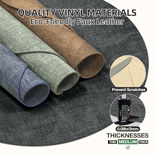 Placemats Set of 6, 15 Inch Round Faux Leather Place Mats - color: R-drak Grey