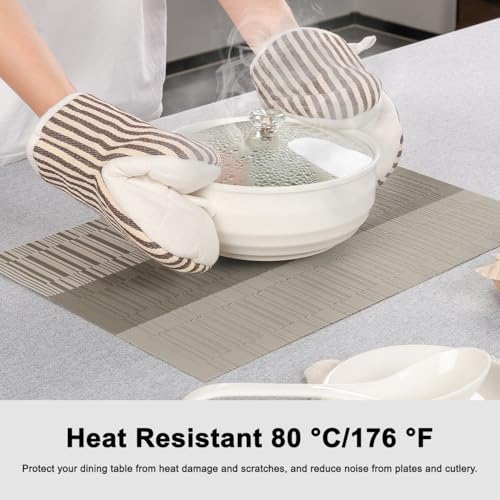 Placemats Set of 4, Vinyl Woven Heat-Resistant Place Mats - color: Gray Dark Gray, size: Set of 4