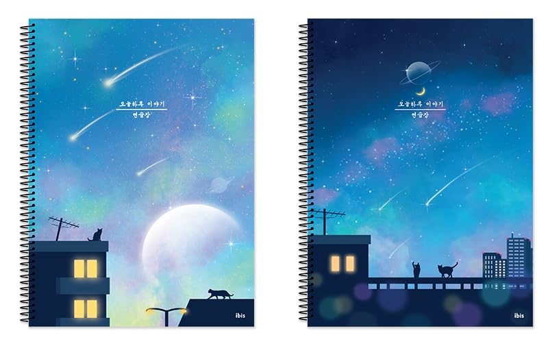 Korean Aesthetic Spiral Notebook Set, 4 Pack, Cute Scenery Design, Blank - style: Unlined Notebook