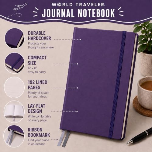 Eccolo Cool Jazz Hardbound Writing Journal, 192-Page Lined Paper, Lay-Flat - color: Navy Blue, size: Large - (7.25-x-9.6 Inches)
