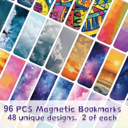 96Pack Magnetic Bookmarks for Reading,Women Men Teacher Book Lovers Gifts - style: multi-colored-01