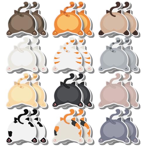 Yinder 24 Pads Cat Sticky Notes Fun Cartoon Memo Self Adhesive - color: Multicolor, size: Fresh Cat