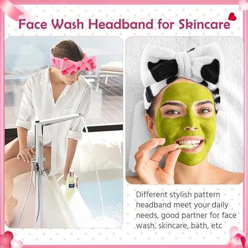 WSYUB 3PCS Spa Headbands, Headbands for Face Washing - color: Pink, purple and white with round dot