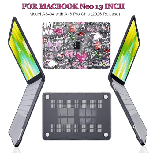 Graffiti Pattern Clear Black Case for 2026 MacBook Neo 13 Inch A3404 - color: Graffiti