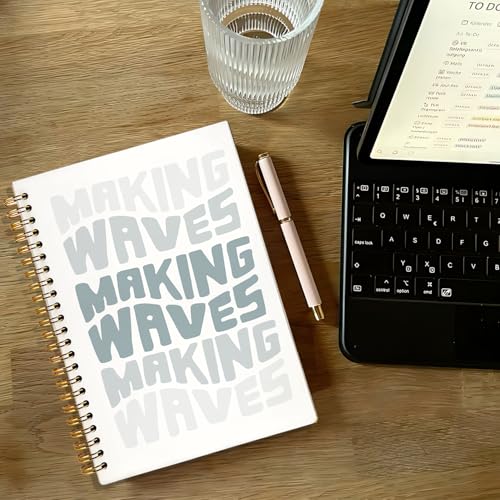 Coastal Ocean Notebook Journal, Make Waves Positive Affirmation Notebooks Journal for Men, Inspirational Office Supplies, Encouragement Gifts Notebooks, 5.5x8.3 Inch - color: 03-waves