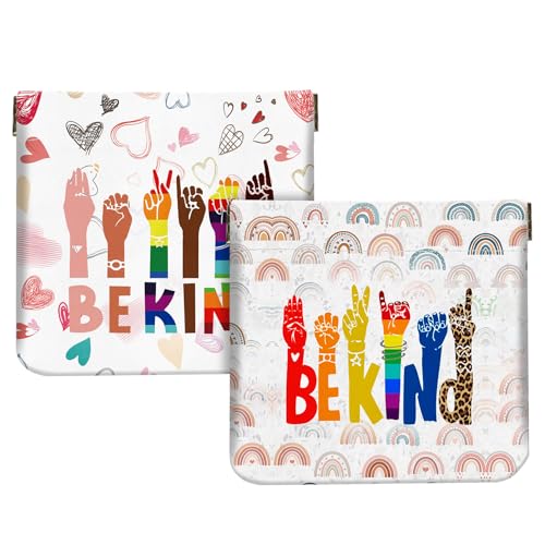 2Pcs PU Leather Small Squeeze Coin Purse Pouch Mini coin Bag Unique And Cute Wallet Cosmetic Bags Change Bag For Women Girls Men （Fingers and Rainbows - color: Fingers and Rainbows