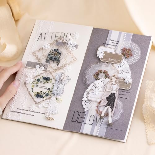 80 Pcs Floral Frame Stickers for Scrapbooking and Journaling - color: Glazed Gauze