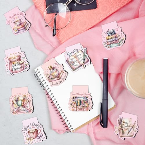 Wxiben Romance Magnetic Bookmarks Gifts - 18 Pcs Book Lovers Magnet Book Page Markers for Women Pink Floral Bookmark Clips Accessories Gift for Home Students Teacher School Reading Office Supplies
