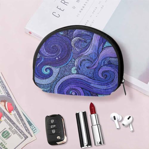 IBILIU Small Coin Purse Ocean Inspired Graphic Paisley Swirled Mini Wallet Coin Pouch Change Purse For Women Men - color: Coinp-007