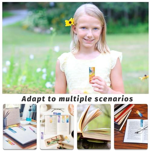 48 Pieces Magnetic Bookmarks Magnet Page Markers - Book Marks for Reading Women & Men with Storage Boxes - Cute Magnet Bookmark Clips for Reading Pleasure（Watercolor） - size: 48, style: Watercolor Style