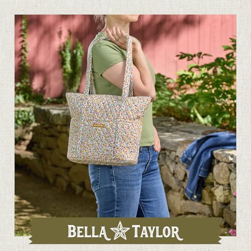 Bella Taylor Stride Tote, Quilted Shoulder Bag for Women - color: Prairie Meadow