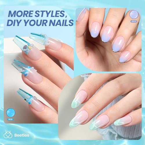 Beetles Blue Gel Nail Polish Set, 6 Colors Jelly Gel Polish Kit - color: A - Sheer | Bubble Splash