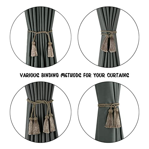 BEL AVENIR 2 Pack Handmade Rope Tassel Curtain Tiebacks - color: Flaxen, size: 2 Pack