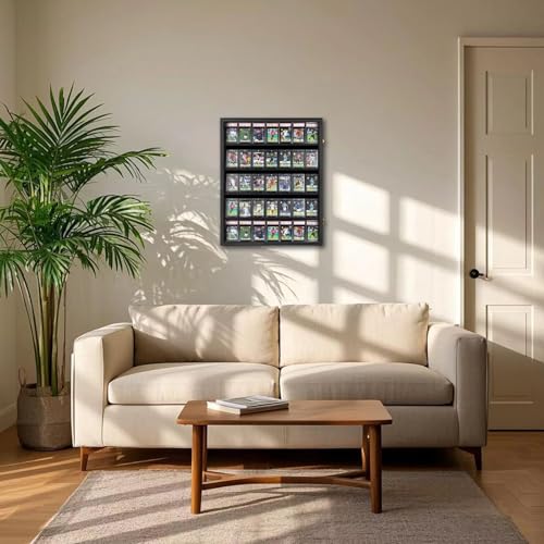 35 Graded Sports Card wall-Mounted Display case for Shows, Black - size: 35 Card - Black - Vertical