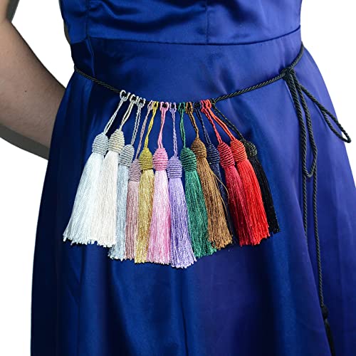 20pcs 6 Inch Silky Tassels with Chinese Knot for DIY Crafts(Dark Blue) - color: Dark Blue