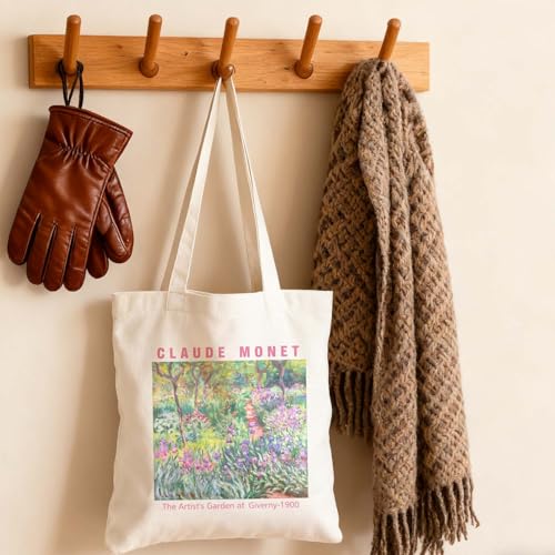Art Canvas Tote Bag,Art Lovers Gifts,Aesthetic Tote Bag for Women. - color: White - Monet -3
