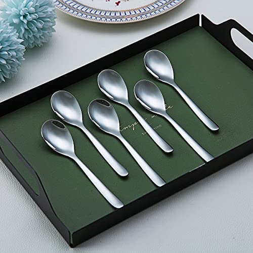 Demitasse Espresso Mini Spoons, 5.5'' Stainless Steel, Set of 6, Dishwasher Safe (Silver) - color: 1. Silver
