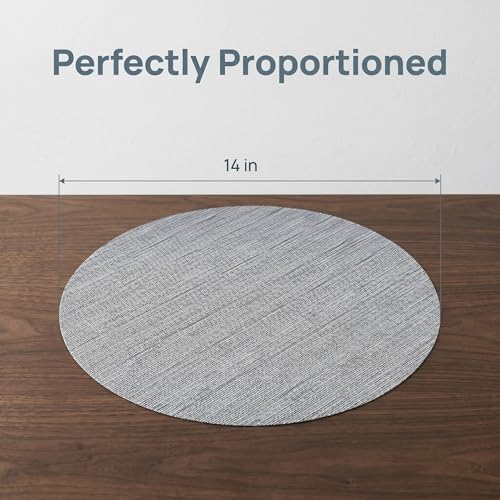 Round Imitation Bamboo PVC Placemats Set of 6,Countertop Protector - color: Silver Gray