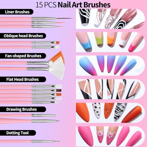 FANDAMEI 33pcs Nail Art Tools, Nail Design Tools, Nail Art Brushes, 31pcs Nail Brushes For Nail Art, Nail Brushes, Nail Dotting Tool, Nail Art Brush For Nail Design, Nail Brush Set, Nail Art Palette