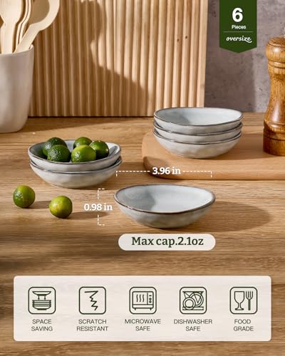 famiware Ceramic Soy Sauce Dish, 2.1oz Dipping Bowl Set of 6, Gray - color: Gray, size: 6pcs